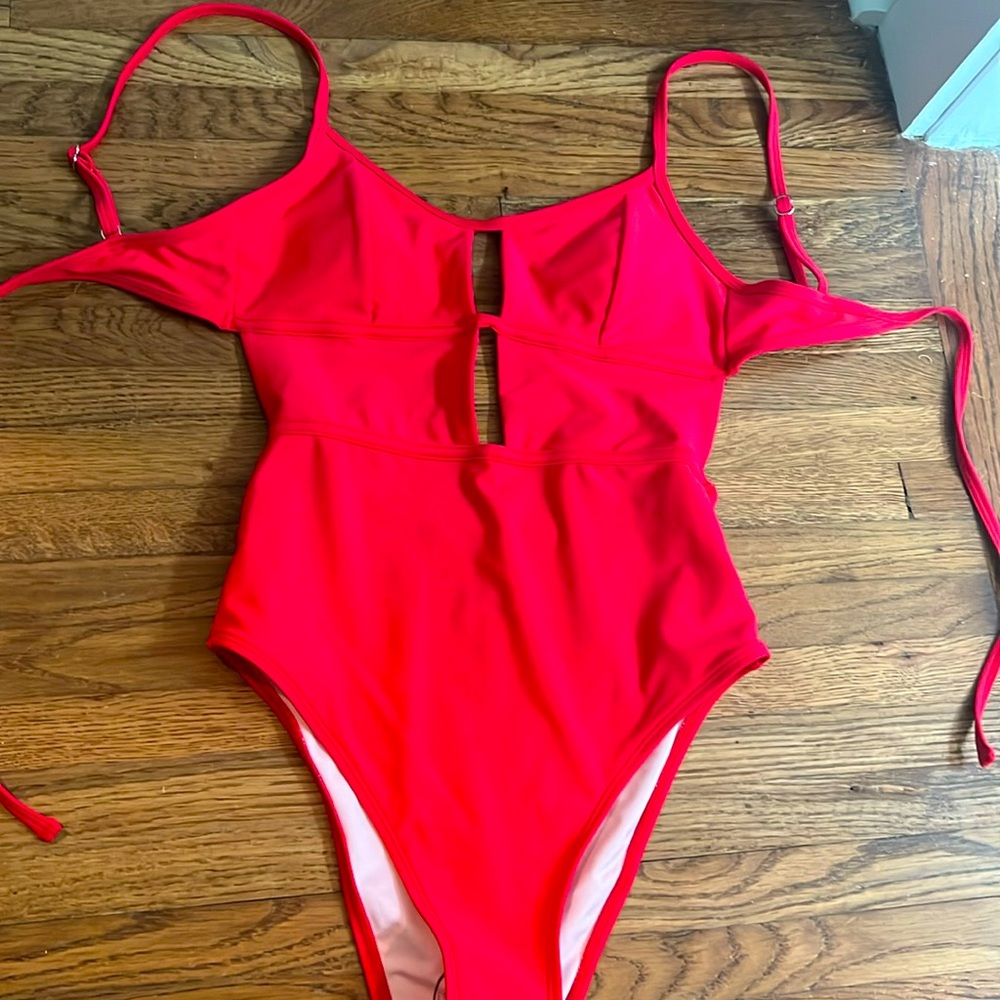 Red one piece swimsuit